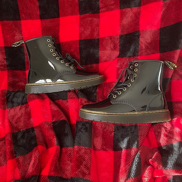 ♥️💖 NEW Dr. Martens Black Patent Leather Zavala Combat Boots NO BOX - Picture 8 of 13